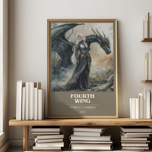 Póster minimalista moderno de Fourth Wing de Rebecca Yarros, arte de libros de fantasía, regalo para amantes de los libros, lámina para rincón de lectura. imagen 6