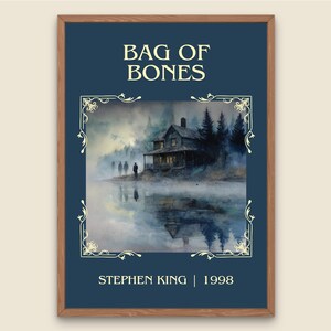 Bag Of Bones by Stephen King Descriptive Poster Print.Free Delivery Wall Art Author&Blurb Book Artwork Novel Poster Minimalist