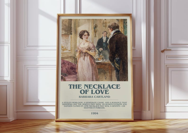 The Necklace Of Love by Barbara Cartland | Book Poster | Literary Art Gift For Book Lover | Novel Inspired Wall Art | Free Delivery STYLE X