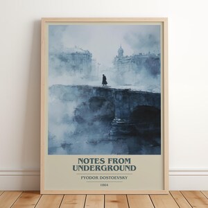Notes From Underground by Fyodor Dostoyevsky Modern Minimalist Poster, Philosophy Book Art, Bookish Gift, Reading Nook Print