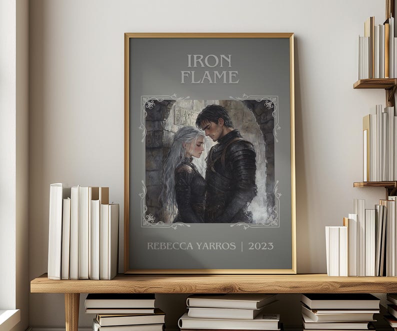 Iron Flame by Rebecca Yarros Minimalist Print, Fantasy Book Wall Art, Bookish Gift, Reading Nook Poster image 1