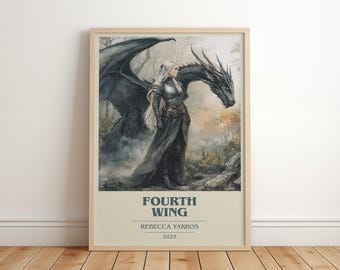 Vierter Flügel von Rebecca Yarros Modernes minimalistisches Poster, Fantasy Buch Kunst, Buchliebhaber Geschenk, Leseecke Druck