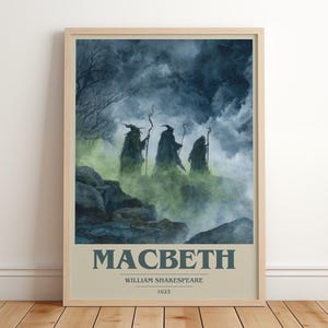 Macbeth by William Shakespeare Modern Minimalist Poster, Classic Literature Book Art, Bookish Gift, Reading Nook Print