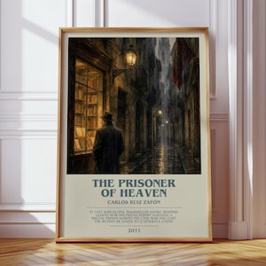 The Prisoner Of Heaven by Carlos Ruiz Zafón Modern Book Print Poster, Historical Fiction Literary Art, Reader Gift, Bookshelf Decor