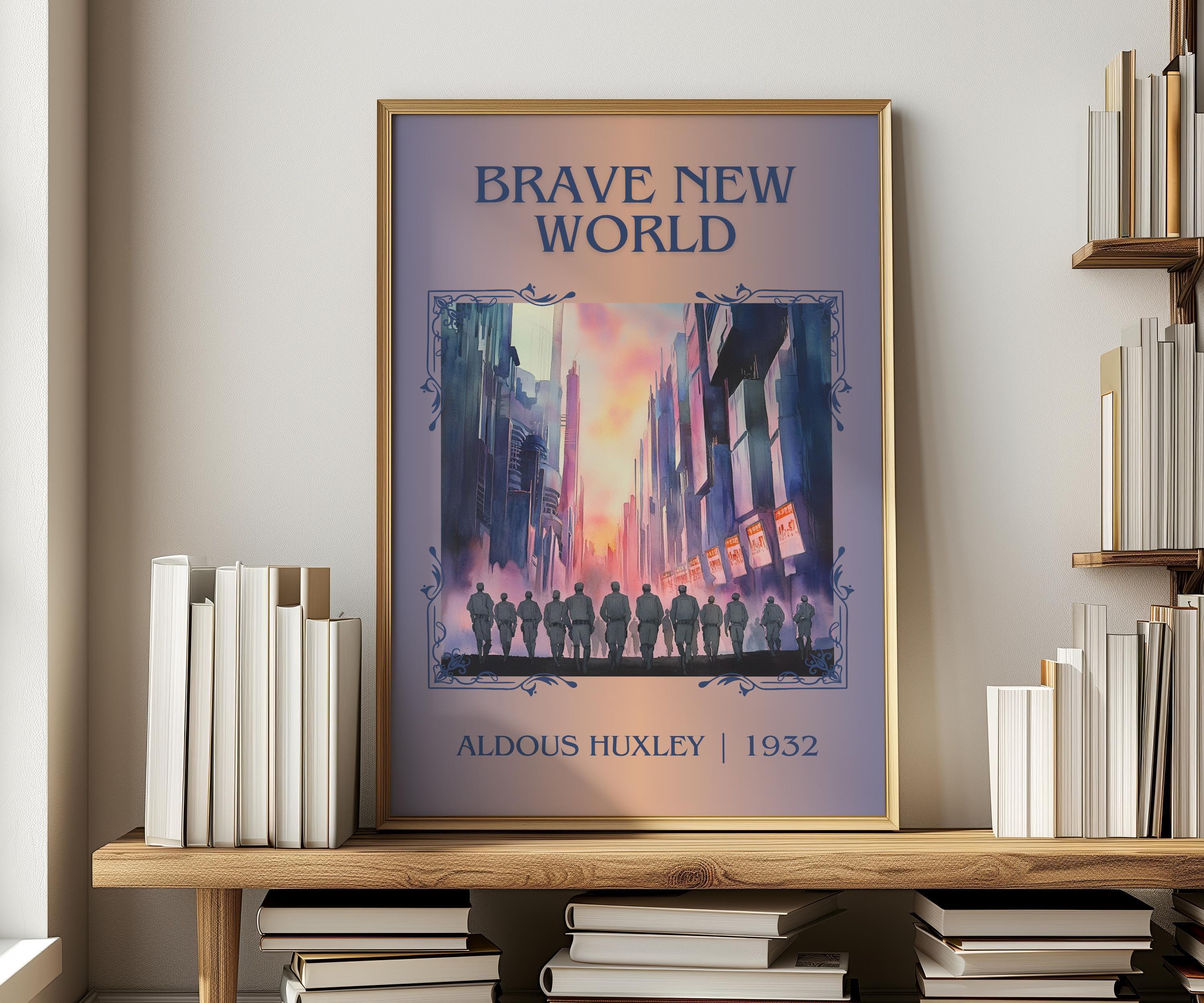 Brave New World by Aldous Huxley Minimalist Print, Dystopian Book