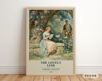 The Lovely Liar by Barbara Cartland Modern Minimalist Poster, Romance Book Art, Bookish Gift, Reading Nook Print