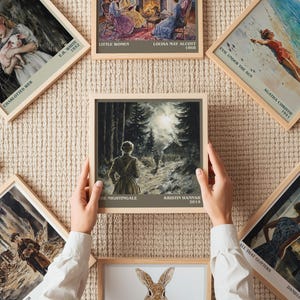 Lámina decorativa cuadrada de «El ruiseñor» de Kristin Hannah, arte mural literario de ficción histórica, regalo para lectores, póster para rincón de lectura. imagen 5