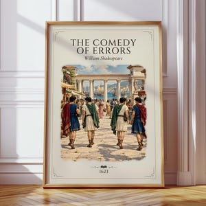 The Comedy Of Errors by William Shakespeare Vintage Book Poster, Classic Antique Illustration Print, Bookish Gift, Library Wall Art