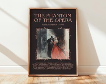 The Phantom of The Opera by Gaston Leroux | Book Poster | Literary Art Gift For Book Lover | Novel Inspired Wall Art | Free Delivery