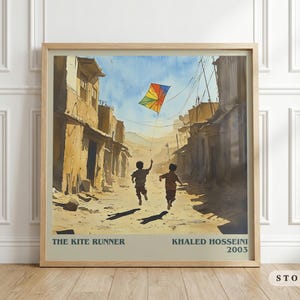 The Kite Runner by Khaled Hosseini Square Book Print, Literary Fiction Literary Wall Art, Reader Gift, Reading Nook Poster