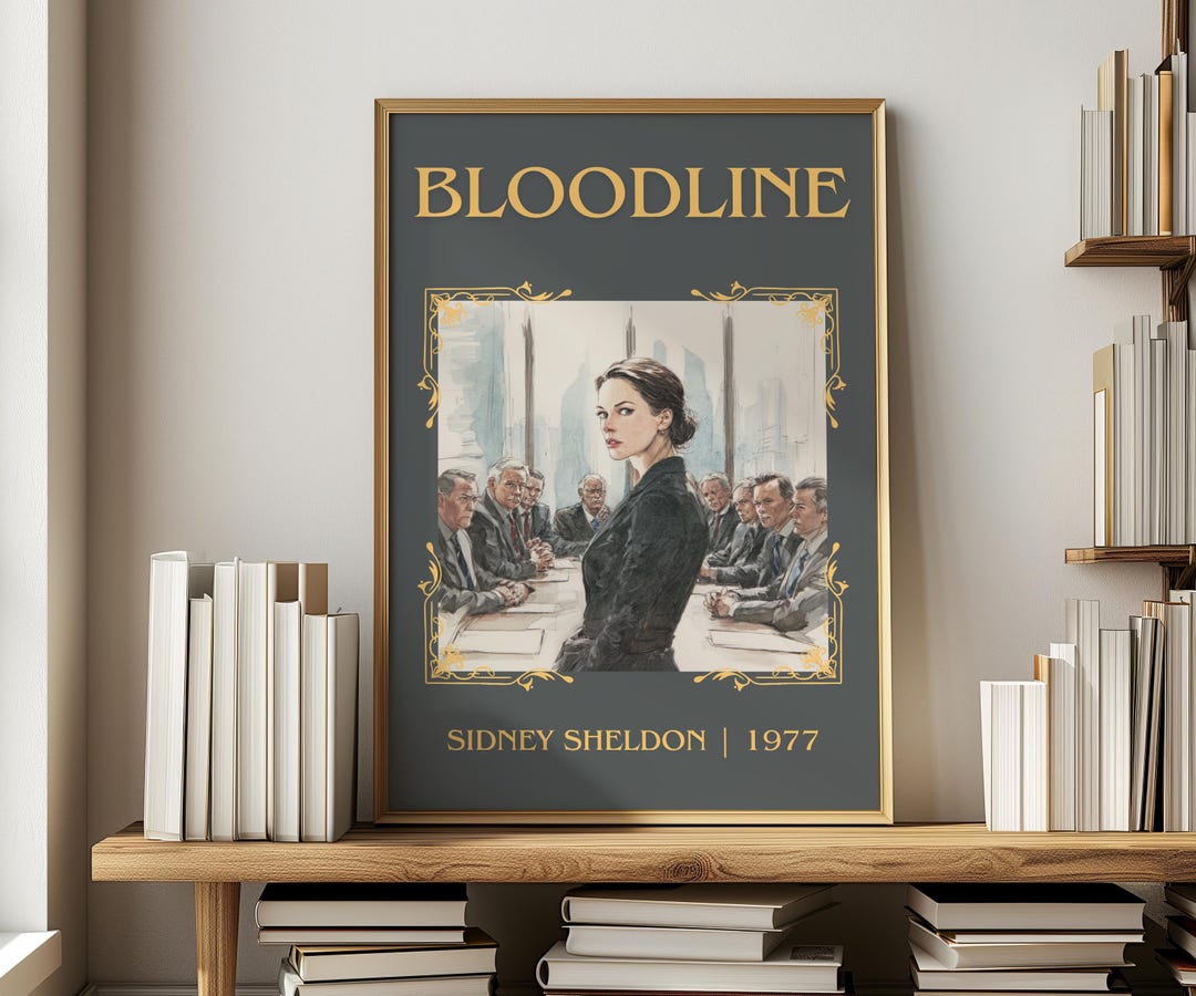 Bloodline by Sidney Sheldon Minimalist Print, Thriller Book Wall Art ...