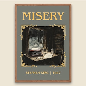 Misery by Stephen King High Quality Poster Print. Fast, Free Delivery Wall Art. Author Book Artwork-Minimalist Gift Library Nook Art