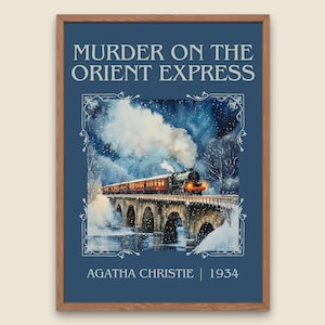 Murder On The Orient Express door Agatha Christie Hoge kwaliteit posterprint. Gratis verzending muurkunst. Auteur en Blurb-boek/roman Minimalistische kunst.