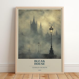 Pôster minimalista moderno de Bleak House, de Charles Dickens, arte inspirada em livros clássicos da literatura, presente para amantes de livros, impressão para cantinho de leitura.