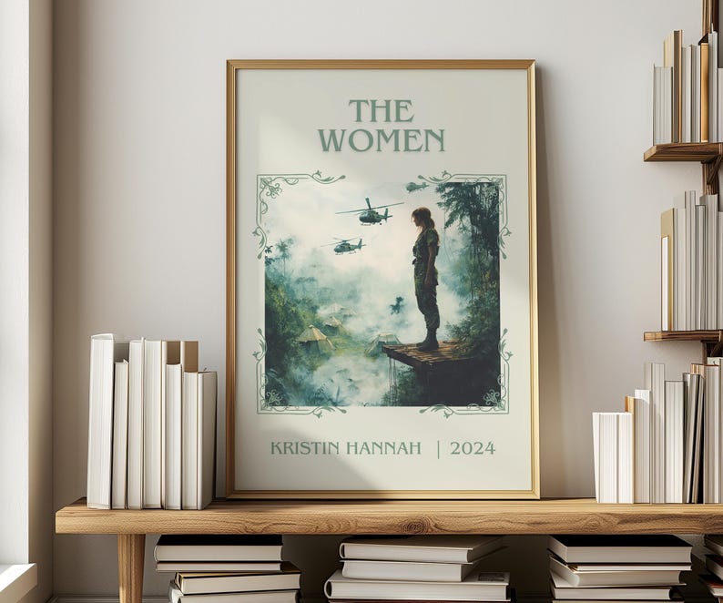 The Women by Kristin Hannah Minimalist Print, Historical Fiction Book Wall Art, Bookish Gift, Reading Nook Poster image 1