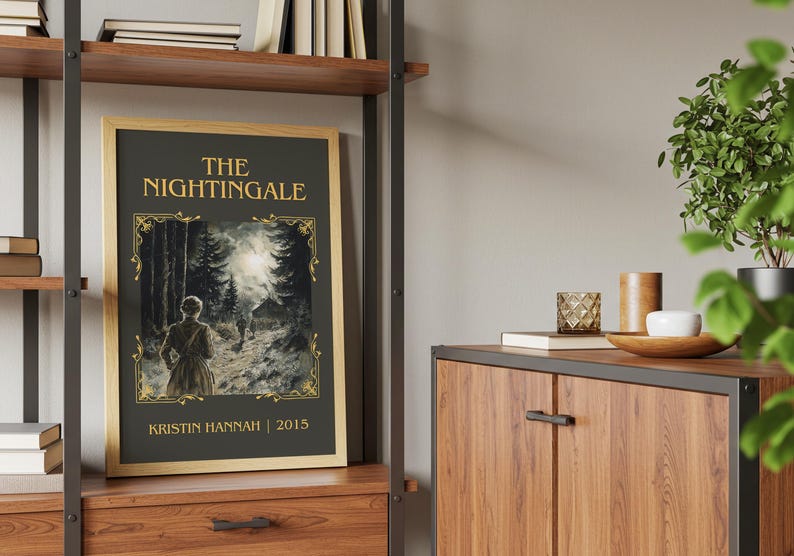 The Nightingale by Kristin Hannah Minimalist Print, Historical Fiction Book Wall Art, Bookish Gift, Reading Nook Poster image 3