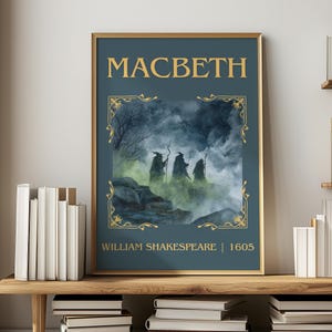 Macbeth by William Shakespeare   | Book Poster | Literary Art Gift For Book Lover | Novel Inspired Wall Art | Free Delivery
