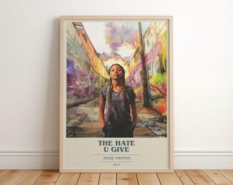 The Hate U Give by Angie Thomas Modern Minimalist Poster, Young Adult Book Art, Bookish Gift, Reading Nook Print