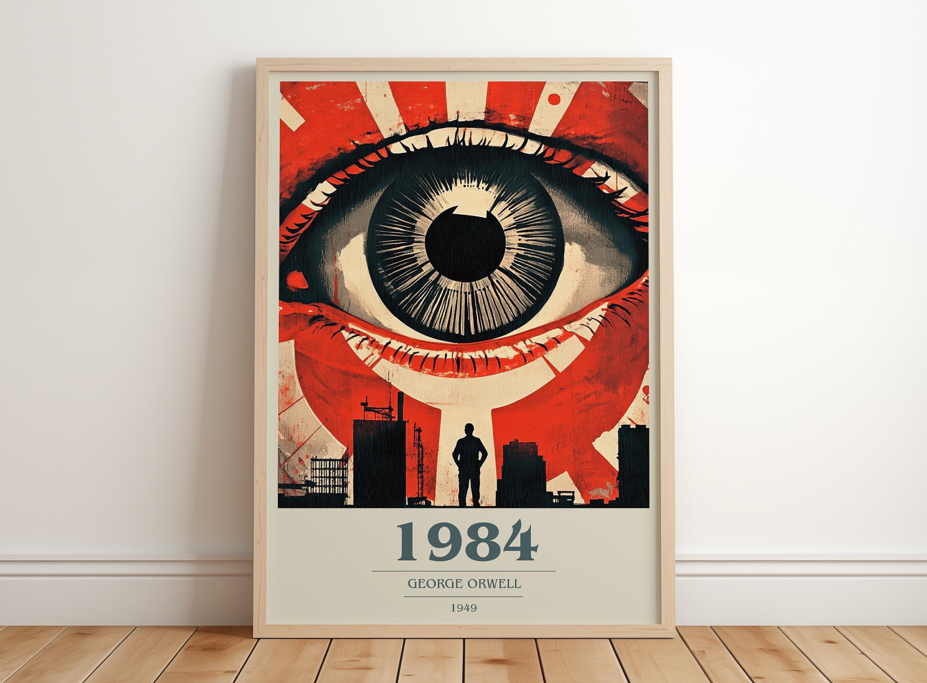 ジョージ・オーウェル著『1984年』モダンミニマリストポスター、ディス