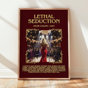 Seduzione letale di Jackie Collins / Poster del libro / Regalo d&#39;arte letteraria per amanti dei libri / Arte murale ispirata al romanzo / Consegna gratuita