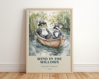 The Wind in the Willows by Kenneth Grahame Modern Minimalist Poster, Children's Book Art, Bookish Gift, Reading Nook Print