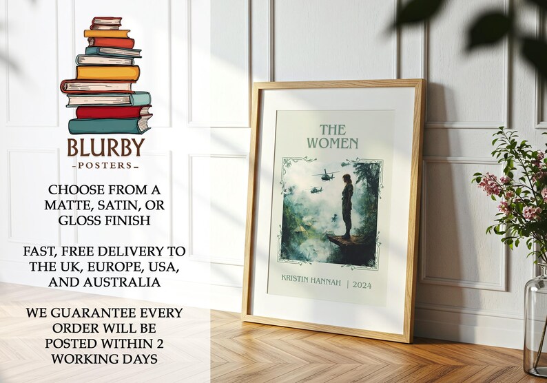 The Women by Kristin Hannah Minimalist Print, Historical Fiction Book Wall Art, Bookish Gift, Reading Nook Poster image 9