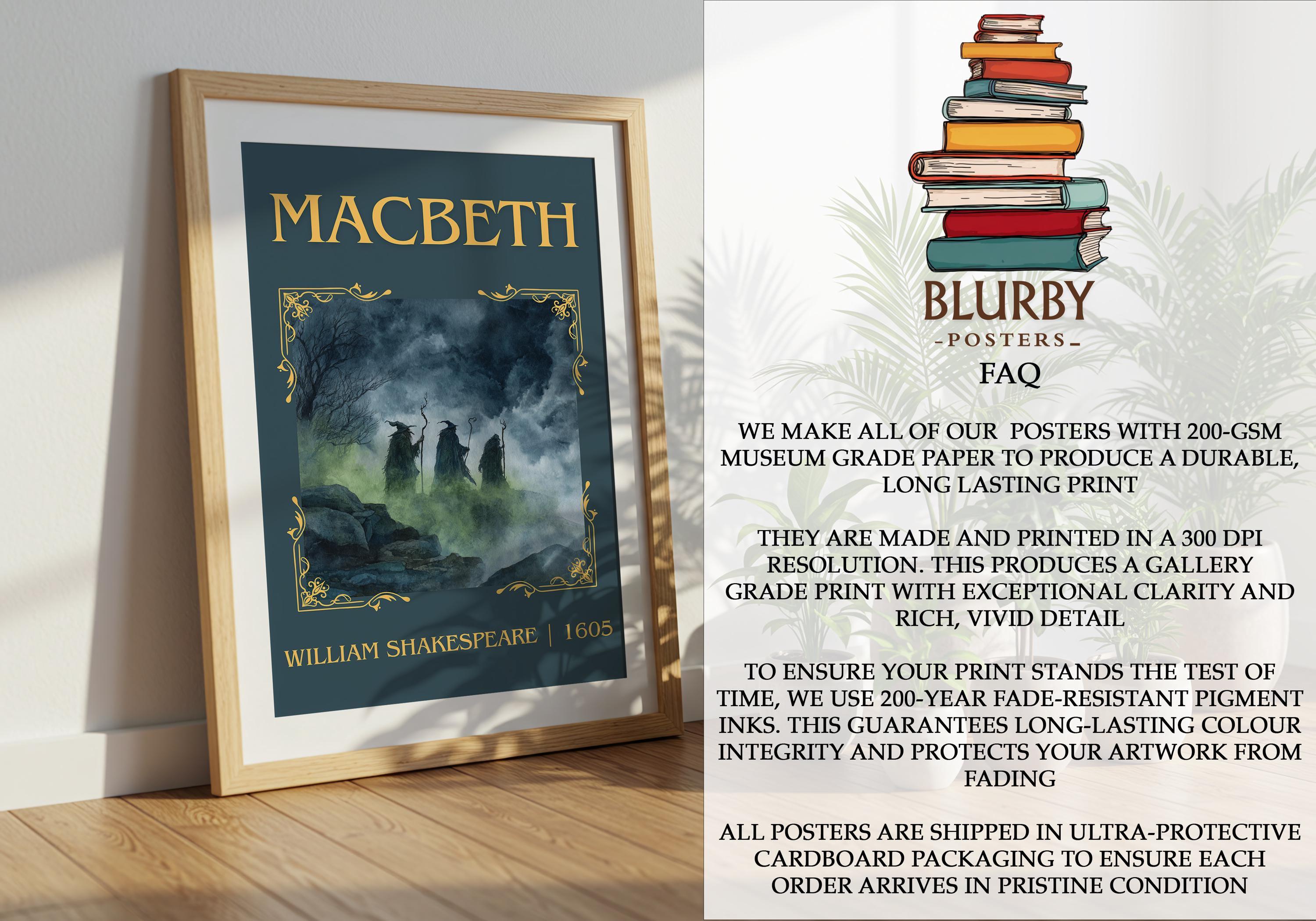 Macbeth by William Shakespeare Minimalist Print, Classic 