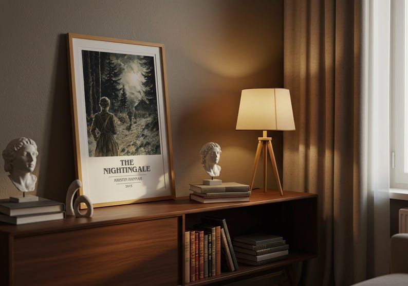 The Nightingale by Kristin Hannah Modern Minimalist Poster, Historical Fiction Book Art, Bookish Gift, Reading Nook Print image 5