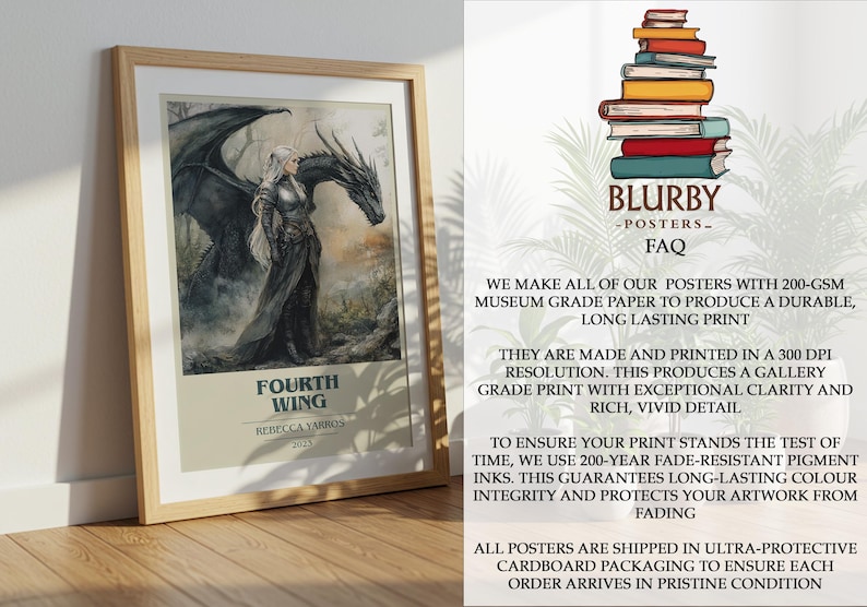 Póster minimalista moderno de Fourth Wing de Rebecca Yarros, arte de libros de fantasía, regalo para amantes de los libros, lámina para rincón de lectura. imagen 11
