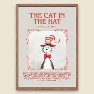 The Cat In The Hat von Dr. Seuss Beschreibender, hochwertiger Posterdruck. Kostenlose Lieferung Wall Art.Author und Klappenbuch Kunstwerk