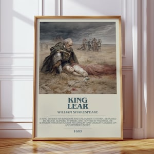 King Lear by William Shakespeare Modern Book Print Poster, Classic Literature Literary Art, Reader Gift, Bookshelf Decor