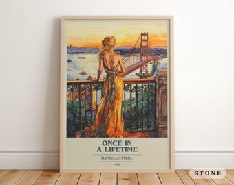 Once in a Lifetime by Danielle Steel Modern Minimalist Poster, Romance Book Art, Bookish Gift, Reading Nook Print