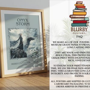 レベッカ・ヤロス作「オニキス・ストーム」ミニマリストプリント、ファンタジーブックウォールアート、読書好きへのギフト、読書コーナーポスター 画像 10