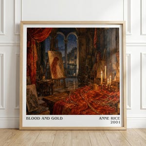 Blood And Gold by Anne Rice Square Book Print, Horror Literary Wall Art, Reader Gift, Reading Nook Poster