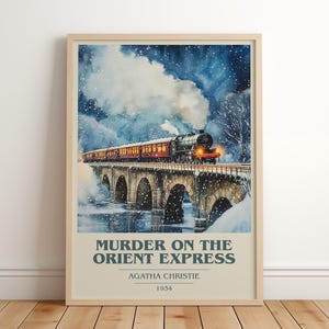 Asesinato en el Orient Express de Agatha Christie / Póster de libro / Regalo de arte literario para amantes de los libros / Arte mural inspirado en novelas / Entrega gratuita