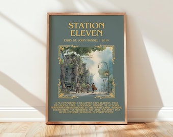 Station Eleven door Emily St John Mandel boekposter, dystopische literaire muurkunst, leesgrage cadeau, leeshoekje afdrukken