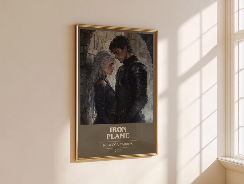 Iron Flame by Rebecca Yarros Modern Minimalist Poster, Fantasy Book Art, Bookish Gift, Reading Nook Print image 4