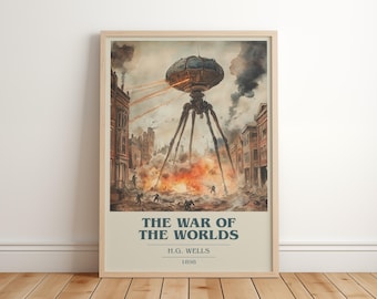 The War Of The Worlds by H.G. Wells Modern Minimalist Poster, Sci-Fi Book Art, Bookish Gift, Reading Nook Print