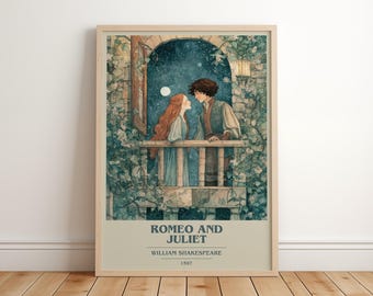 Romeo and Juliet by William Shakespeare Modern Minimalist Poster, Classic Literature Book Art, Bookish Gift, Reading Nook Print