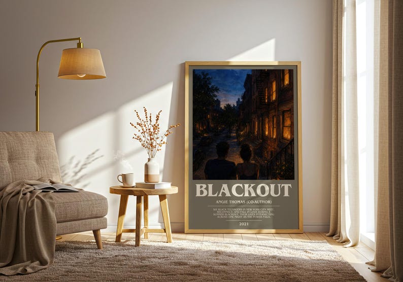 Blackout bookish print on bookshelf – Angie Thomas (Co-Author) fan gift