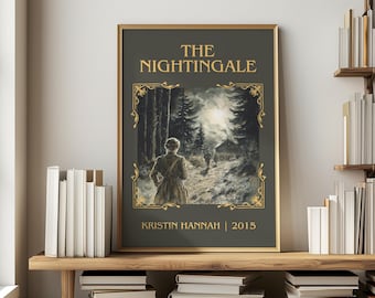 El ruiseñor de Kristin Hannah. Lámina minimalista, arte mural de novela histórica, regalo para amantes de la lectura, póster para rincón de lectura.