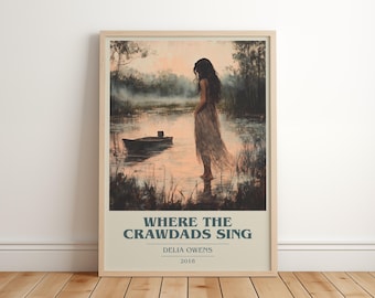 Dove cantano i gamberi di Delia Owens / Poster del libro / Regalo d'arte letteraria per amanti dei libri / Arte murale ispirata al romanzo / Consegna gratuita