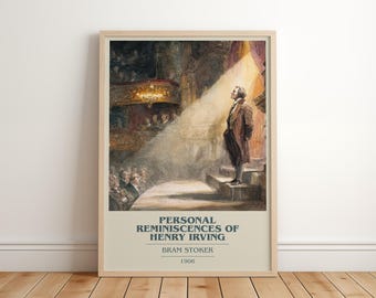 Souvenirs personnels d'Henry Irving par Bram Stoker, affiche minimaliste moderne, livre d'art mémoires, cadeau livresque, impression de coin lecture