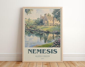 Nemesis von Agatha Christie Modernes minimalistisches Poster, Mystery Buchkunst, Buchliebhaber Geschenk, Leseecke Druck