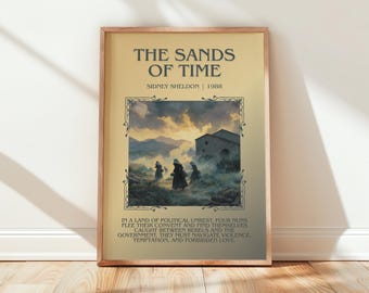 Las arenas del tiempo de Sidney Sheldon / Póster del libro / Regalo de arte literario para amantes de los libros / Arte de pared inspirado en la novela / Envío gratuito