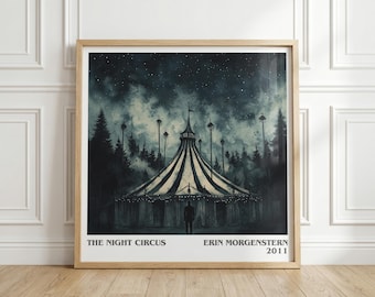 The Night Circus by Erin Morgenstern Square Book Print, Fantasy Literary Wall Art, Reader Gift, Reading Nook Poster