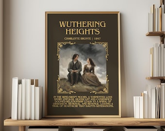 Póster del libro Cumbres Borrascosas de Emily Brontë, arte mural literario gótico, regalo para amantes de los libros, lámina para rincón de lectura.