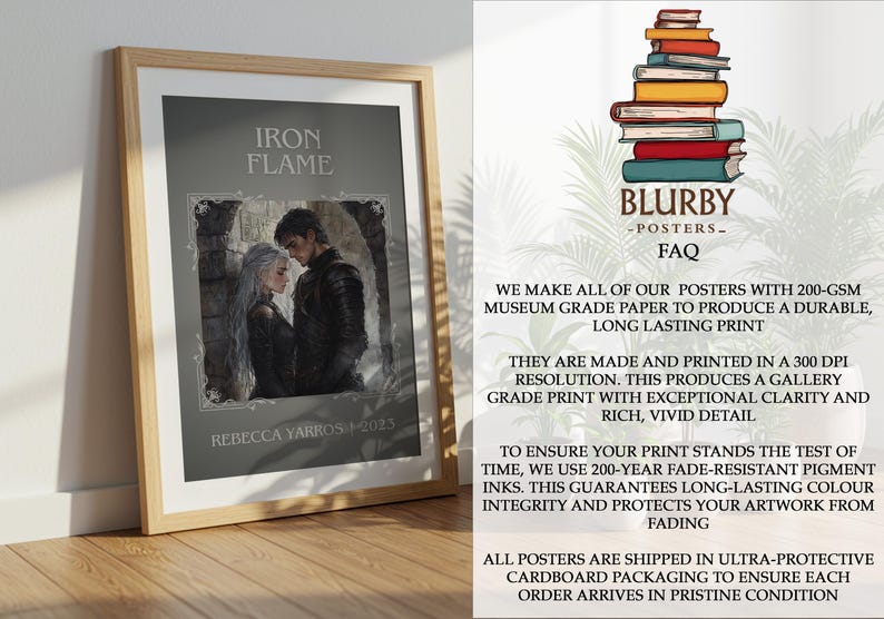 Iron Flame by Rebecca Yarros Minimalist Print, Fantasy Book Wall Art, Bookish Gift, Reading Nook Poster image 10