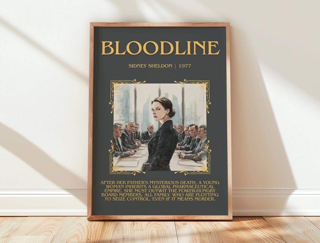 Bloodline by Sidney Sheldon Book Poster, Thriller Literary Wall Art ...