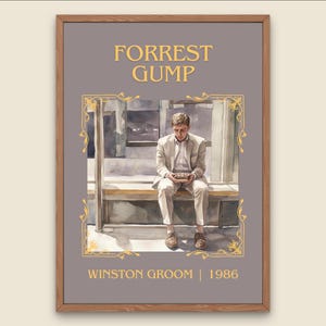 Poster di "Forest Gump" di Winston Groom, stampa di alta qualità. Consegna rapida. Decorazione murale. Autore, titolo, libro/romanzo, opera d'arte, regalo minimalista.